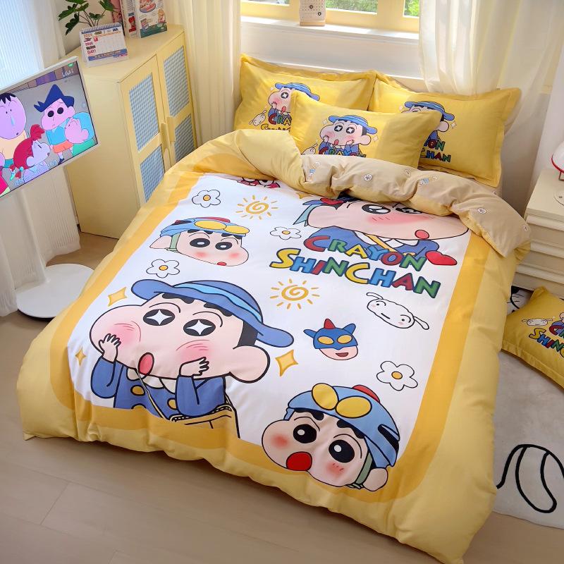C-Crayon Shin-chan Bettwäscheset Kissenbezug 2/3 Stück Junge Mädchen Shin-chan Bettbezug Erwachsene Kinder Geschenk Einzel-Doppel-Großformat
