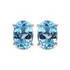 925 Sterlingového Stříbra Modrý Topaz Oválné Náušnice Dámské Elegantní Drahokamové Šperky Dárek