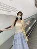 Summer Korean Style Slim Fit Contrast Color Two-Piece Design Camisole - Pure Cotton Vest Top