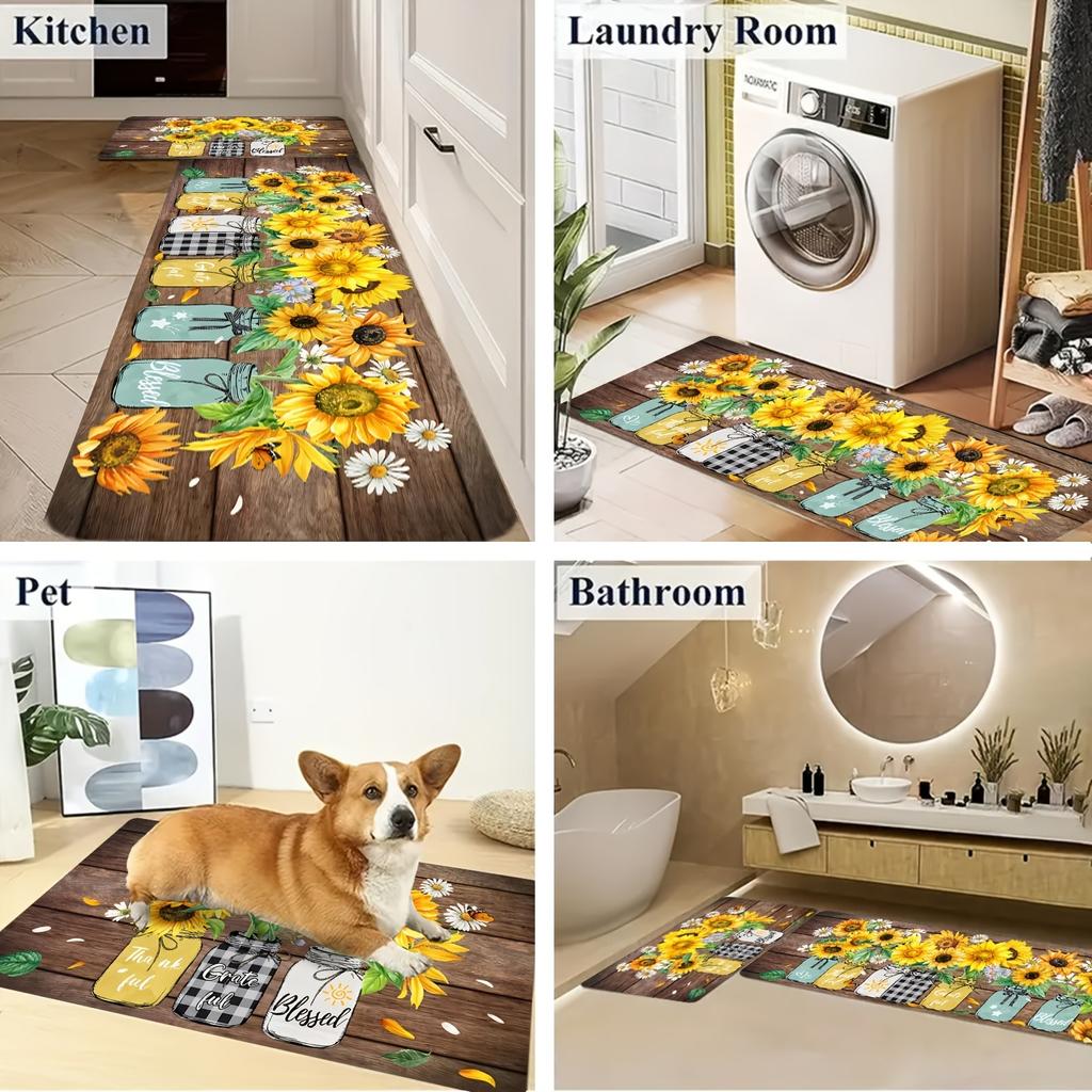 1PC Starfish Seashell Pattern Kitchen Rug Non-Slip Door Mats Pop design Bathroom Rug Bath Mat Carpet for Home Sink Laundry Decor