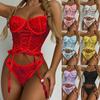 Dámské dvoudílné sety spodního prádla Sexy krajkový podprsenka a kalhotky Jednobarevné Háčkovaný lem Volánkový lem Spodní prádlo Perfektní pro intimní chvíle