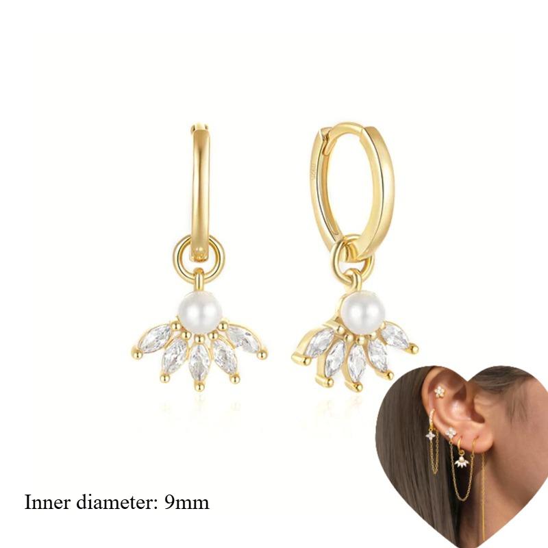 925 Silver Ear Needle White Zircon Butterfly/Water Drop Hoop Earrings Drop Earrings For Women Fashion Wedding Jewelry