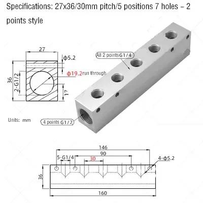 Air Manifold Distributor 1/2" 1/4" Pneumatic Quick Plug In Connector Hose Aluminum Block Splitter 2 3 4 5 6 7 8 9 10 Way