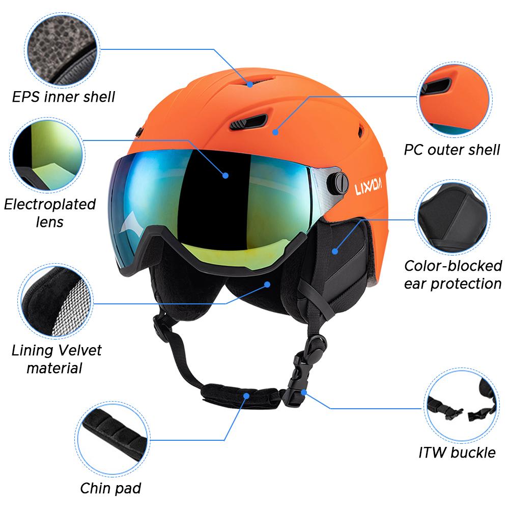 Integrated Ski Helmet Men and Women Snowboard Helmet with Removable Visor Goggles