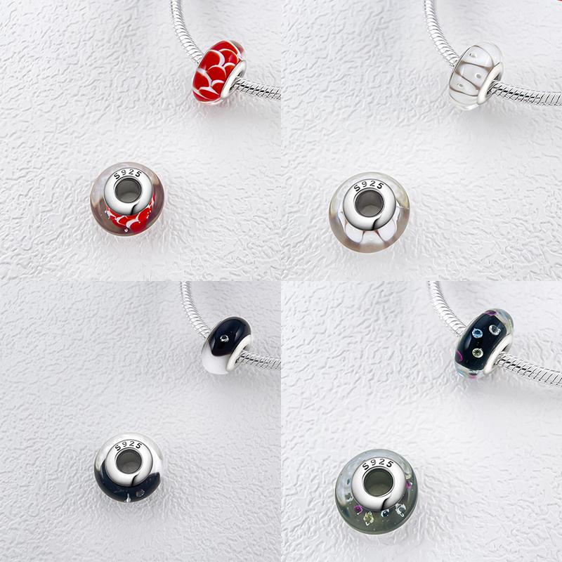 New Arrivals Copper Colorful Murano Geometric Line Bead Charms Compatible With Exquisite Authentic Bracelets for Women Jewellery Gifts