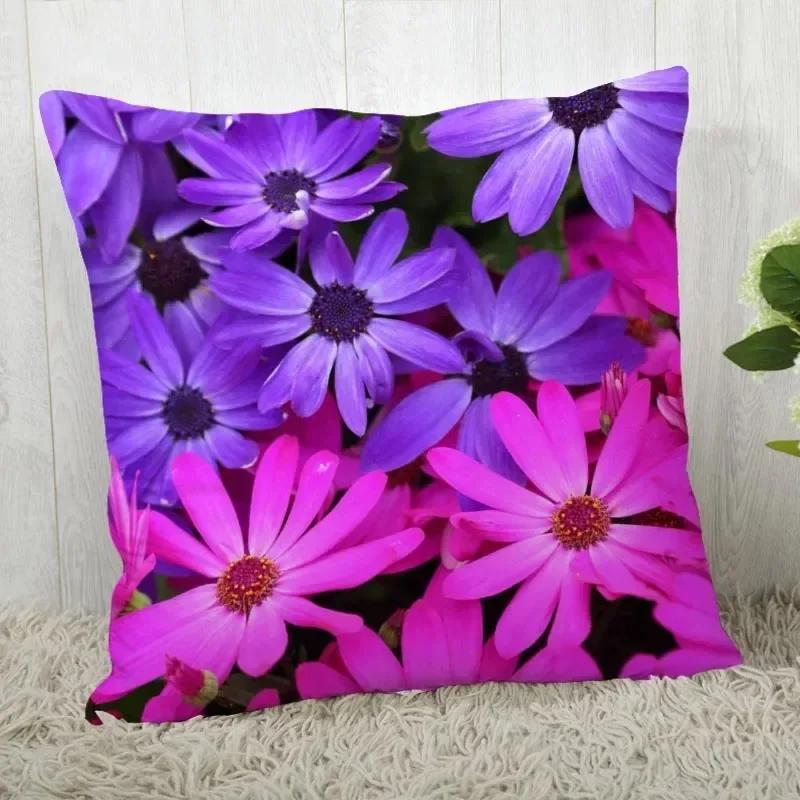 Luxury Home Decor Pillow Cover Flower Daisy Pattern Cushion Cover Living Room Sofa Cushion Cover