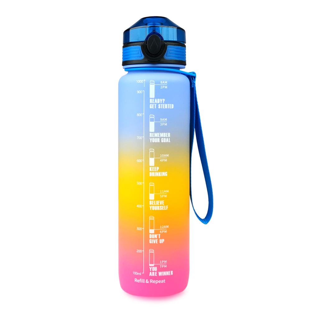 Bouteille d'eau de sport Tritan à dégradé - 1L Plastique de qualité alimentaire Gourde de fitness