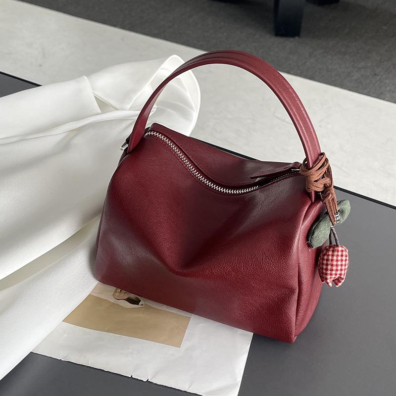 Handtasche aus echtem Leder mit großem Fassungsvermögen, kleine quadratische Umhängetasche zum Tragen über einer Schulter, Handtasche für Lunchboxen