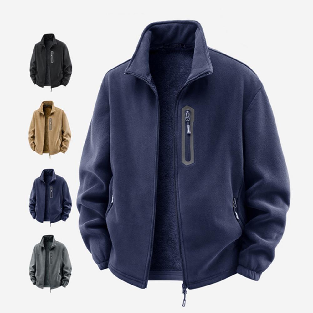 Veste Polaire Épaisse Hiver 2026 Manteau Chaud Coupe-vent à Fermeture Éclair Complète Multiples Poches Zippées Vêtements d'Extérieur Grande Taille
