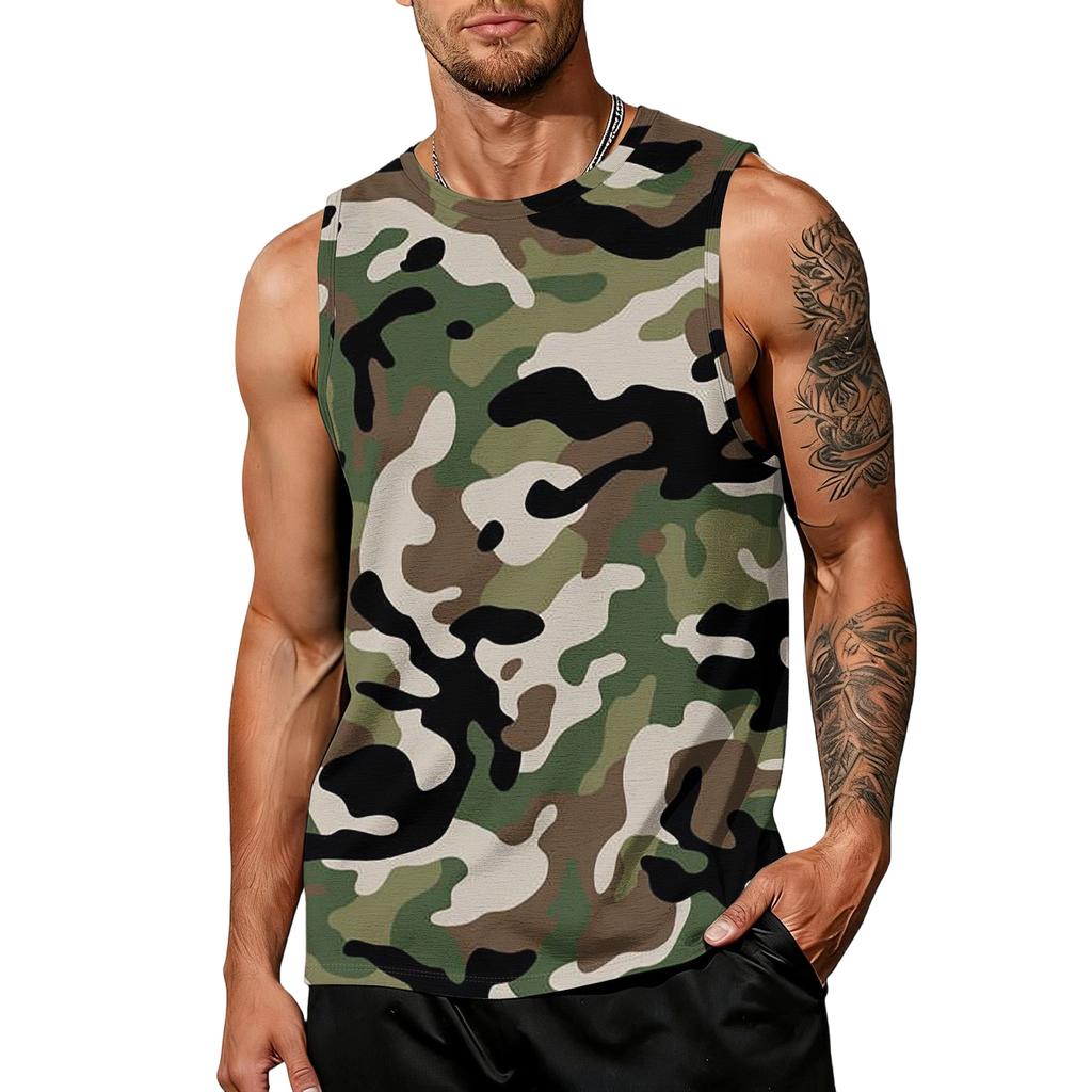 Men's casual camouflage printed vest - Men's sporty breathable sleeveless top