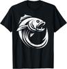 Hameçon Œuvre d'art minimaliste Pêcheur Ligne simple Cadeau pour amateur de pêche T-shirt unisexe