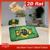 D-Moll Druck Vintage Used BRAZILIEN mit Brasilianischer Flagge Muster Rustikale Grüne Textur Aluminiumblech Malerei Lizenz P
