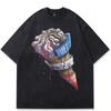 Streetwear Glassgrafisk T-shirt Bomull Tvättad Svart T-shirt Unisex Toppar T-shirts Sommar Kortärmad T-shirt