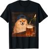 Pomeranian Drinking Beer Shirt Funny Fathers Day Dog Meme T-Shirt
