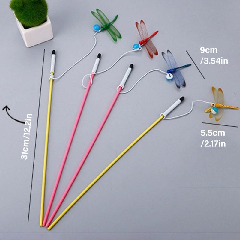 Realistic Dragonflies Cats Toy With Bells Durable Teaser Wand For Funny Cats Interactive Teaser Wand Stimulate Hunting