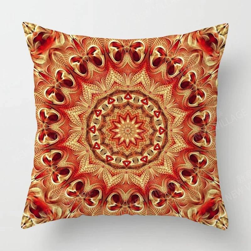 Boho Mandala Pattern Throw Pillow Cover With Short Plush Print For Living Room Sofa Decoration Cushion Cover Pillow Covers