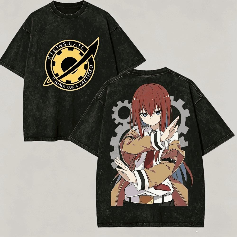 Tricou Steinsgate Vintage Spălat Unisex Supradimensionat Anime Streetwear Bumbac Moale Mânecă Scurtă Cadou Îmbrăcăminte Topuri 2026 Vânzare Fierbinte