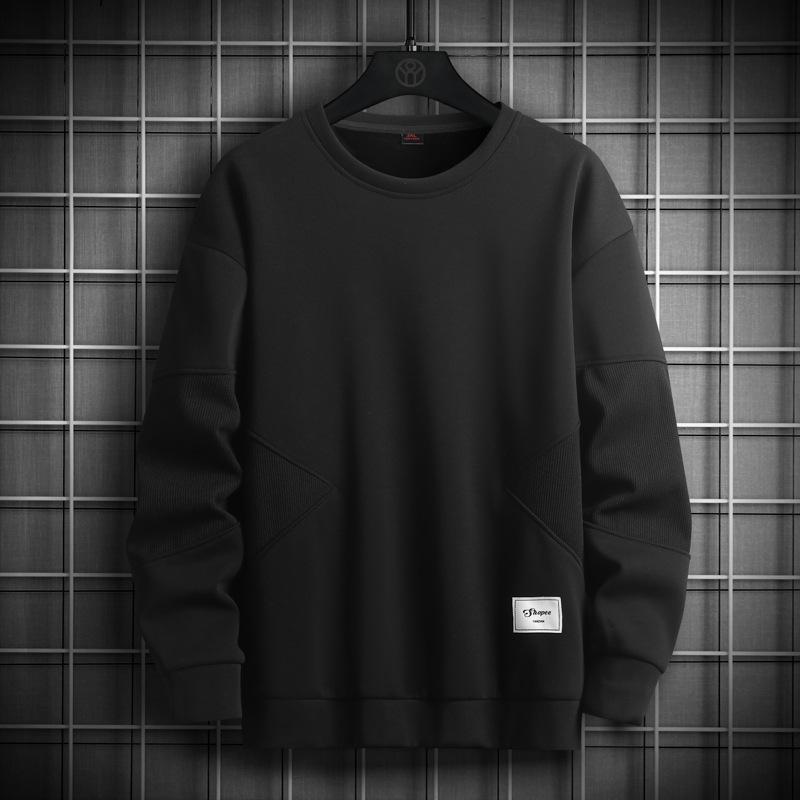 Round Neck Sweatshirt for Men, Autumn New Casual Long-sleeved T-shirt, Korean Style Trendy Cotton Versatile Loose Top