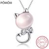 Collier avec pendentif chat en argent sterling 925 et pierre de lune rose, chaîne à maillons de 45 cm, cadeau pour femme