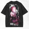 2026 Hot Sale Re ZERO Ram Anime T-shirt for Men Women Clothing Trendy Gothic Y2k Washed Oversized T Shirt Summer Short Sleeve Cotton Tees Tops