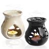 Ceramic Oil Burner Aroma Diffuser Set of 2 (Black & Off-White)