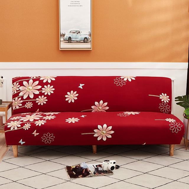 Folding Sofa Bed Cover Used For Living Room Armless Living Sofa Cover Sets Elastic Spandex Material Soft Slipcovers