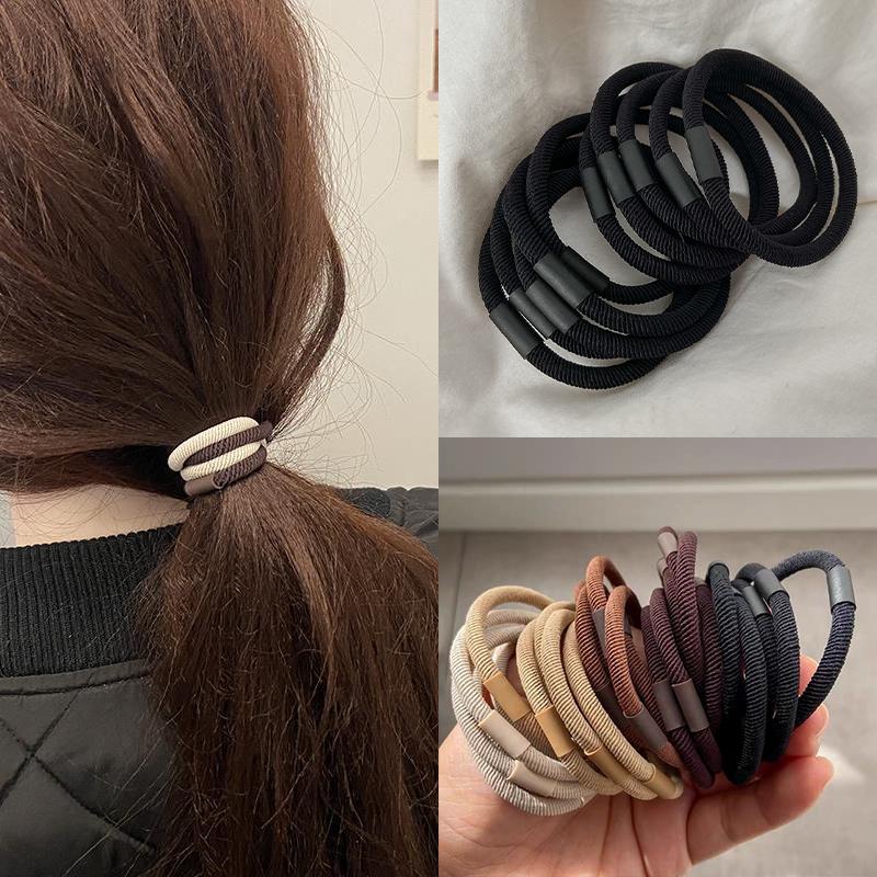 10 pièces/ensemble Chouchous Basiques Couleur Unie Épais Haute Élasticité Élastique Bande Cheveux Porte Queue de Cheval Élastique Accessoires Cheveux Femmes