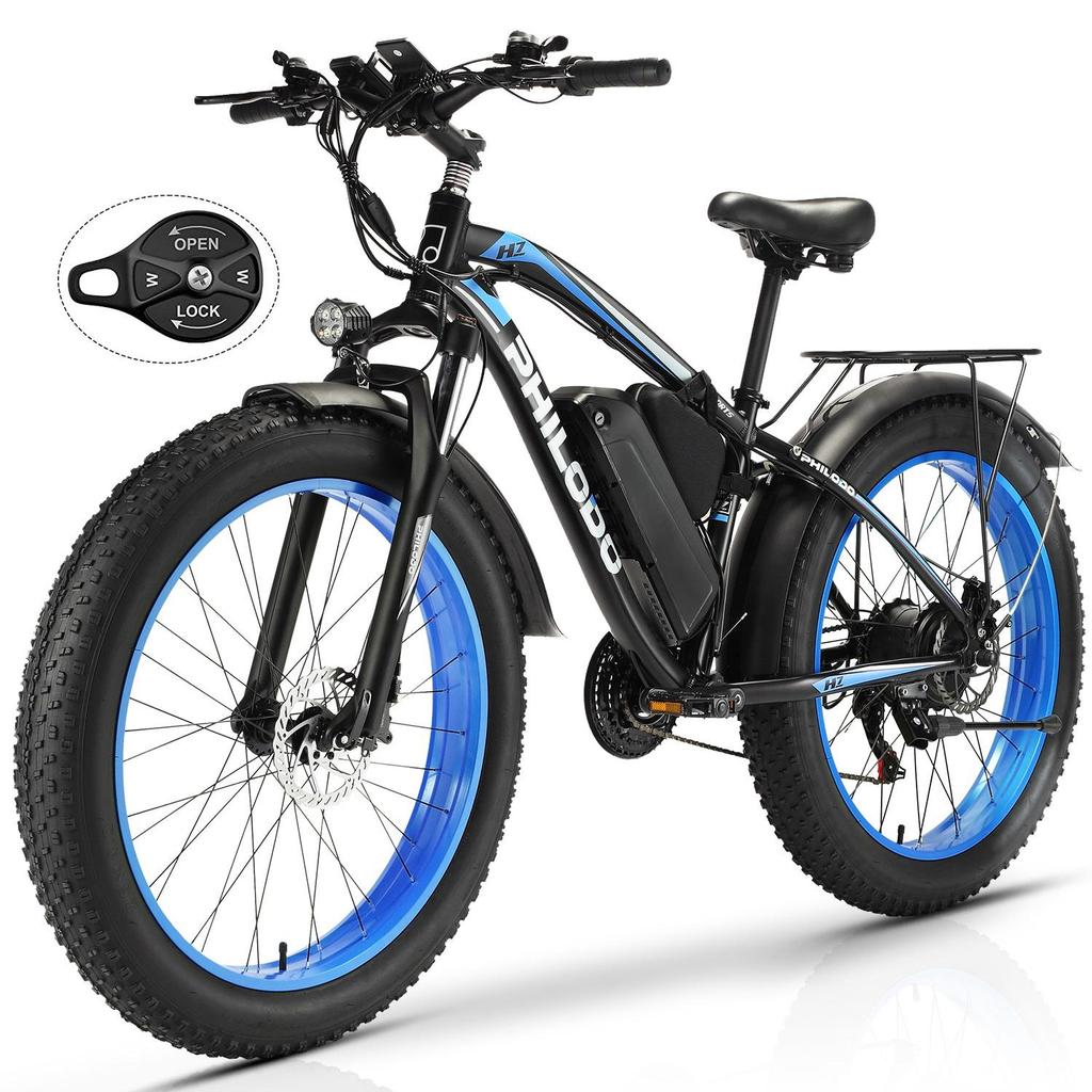 Electric Bike All Terrain Philodo H7 Pro 26" Fat Tire 1000W Motor 21 Speed Adult Electric Bicycle 48V 17.5AH Max Load 150Kg