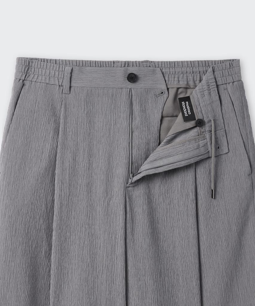 MUSINSA STANDARD Crinkle One-Pleat Wide Elastic Pants [Gray]