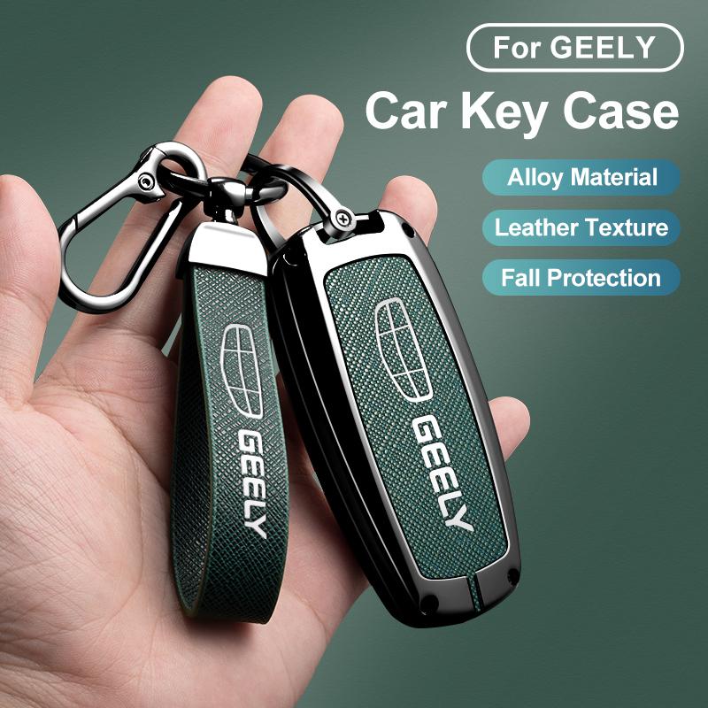 Zinc Alloy Leather Car Key Case For Geely Emgrand 7 Gx3 Atlas Gs Nl3 Emgrand 7 Ex7 Gt Gc9 Key Fob Car Key Cover Accessories