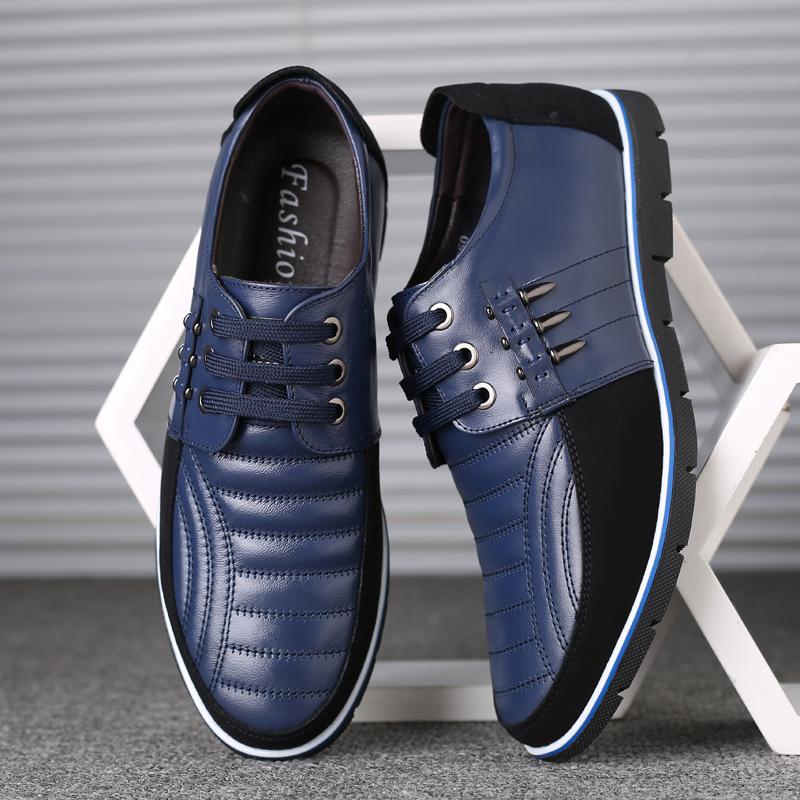 Men Genuine Leather Shoes High Quality Elastic Band Fashion Design Solid Tenacity Comfortable Men's Shoes Big Sizes