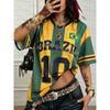 Women Sports stripe Argentina No.7  Print Short Sleeve v-Neck Women's  Plus-Size soccer fans T-Shirt