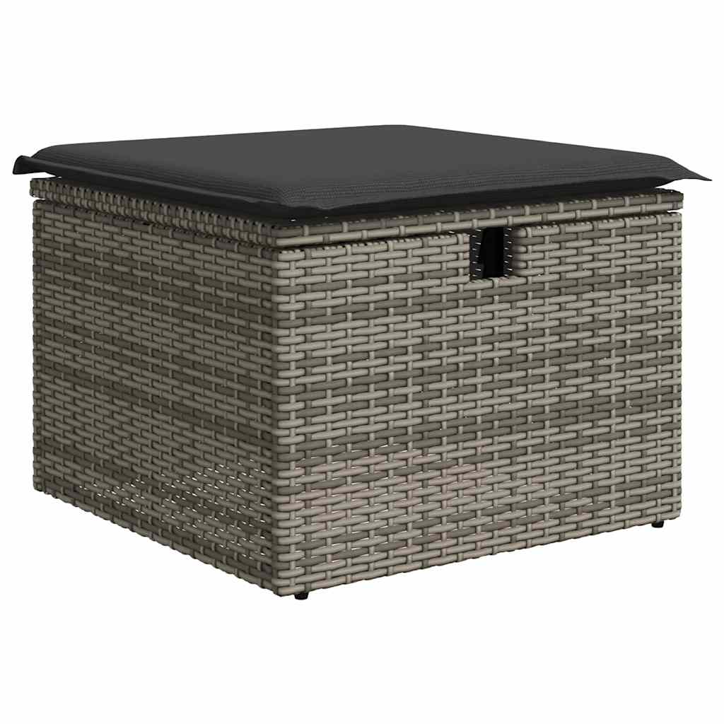 Vidaxl 6-Cz. Gartenmöbel-Set mit Kissen, Grau, Polyrattan