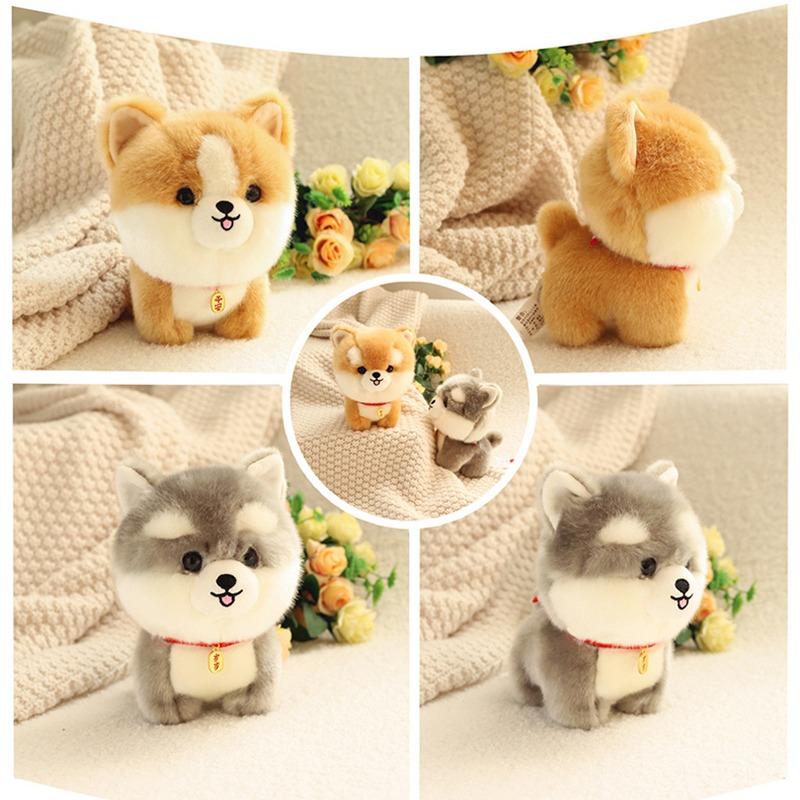 Entzückende lebensechte Husky Corgi Yorkshire Plüschtiere - Realistische gefüllte Welpenpuppe Perfektes Geschenk für Kinder Weihnachten