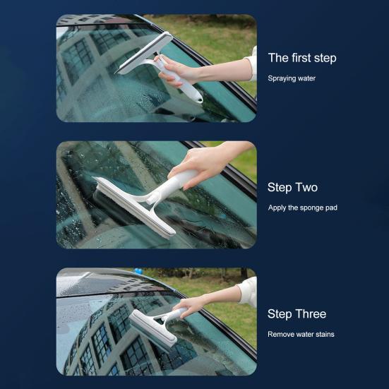 Glass Wiper 3-In-1 Window Cleaning Scraper with Spray Bottle Ergonomic Handle Window Wiper All-Purpose Cleaner Tool