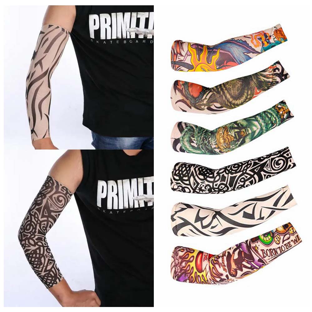 Arm Warmers Flower Arm Tattoo Sleeve Arm Covers Ice Silk Arm Sleeve Sun Protection Cover Sports