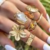 Irregular Exaggerated Metal Flower Open Rings for Women Elegant Baroque Imitation Pearl Ring Jewelry Accessories Gifts 2026 New