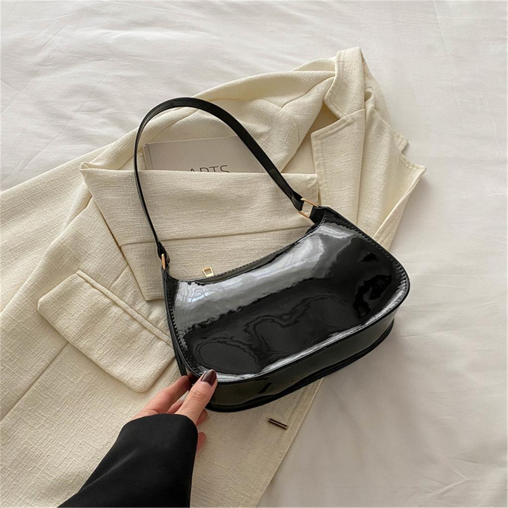 Women's Patent Leather Handbag Korean Versatile Fashion Shoulder Casual Commuting Bags Girl Brand Designer Zipper Handbag
