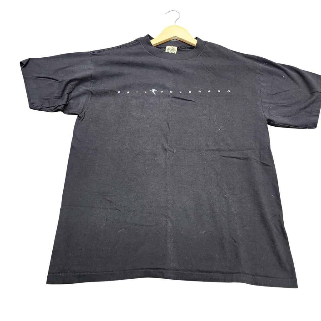 Vintage Eagle Products Vail Colorado Skier Mens Large Black USA Made Unisex T-Shirt