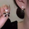 Simple Black Bow Love Earrings Women's New Needle Korean Light Luxury Temperament High-end Earrings Tide