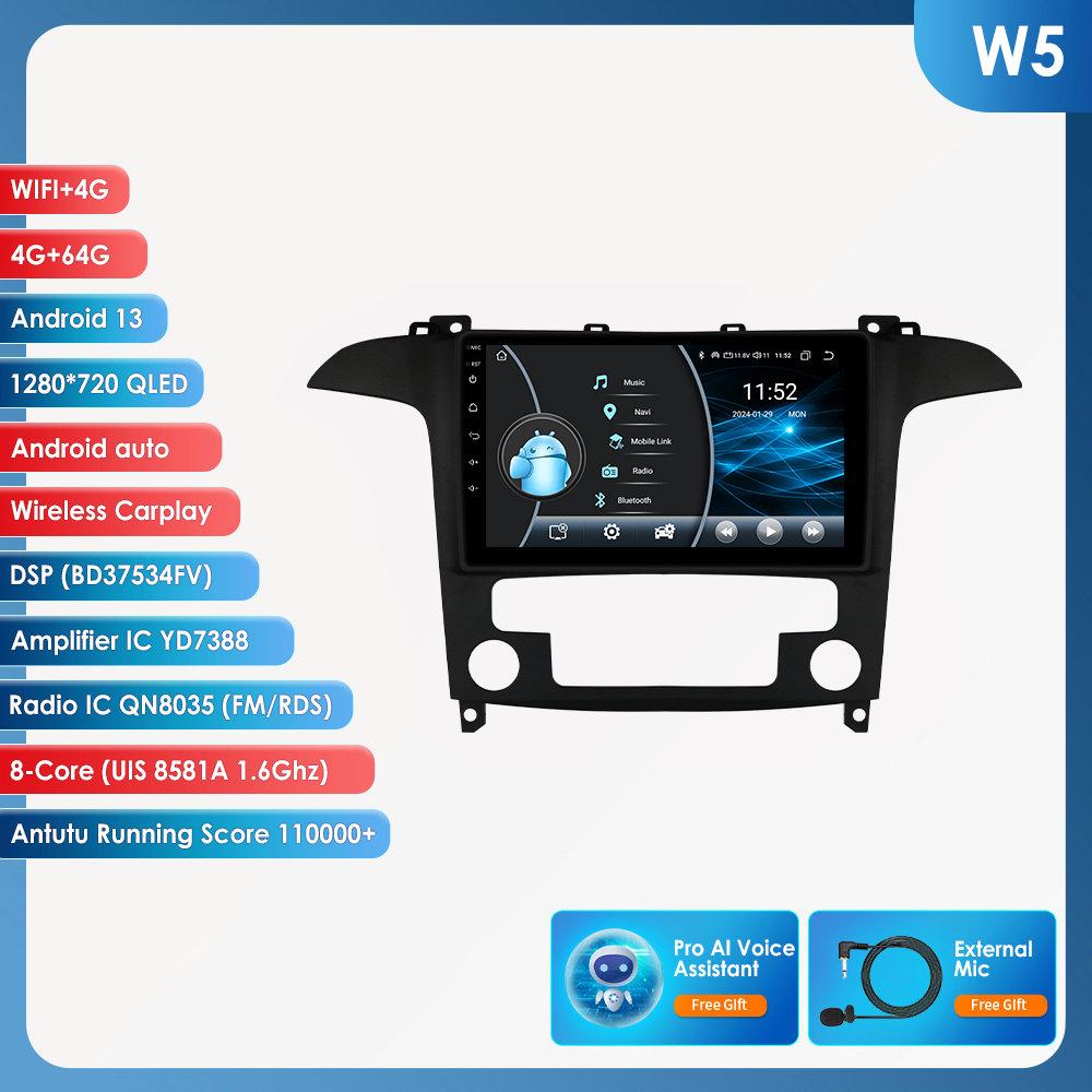 OSSURET Carplay 4G Android 13 Car Radio for Ford S-Max 2007 - 2015 Auto AC Multimedia Video Player GPS 2din Autoradio Intelligent Screen Bluetooth RDS