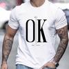 Men's T-Shirt Ok Text Tees Oversized Short-Sleeved Tops Quick-Drying Breathable Clothing Summer Shirt For Male T-shirts