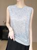 Minimalist Women's High Neck Fine Knit Thin Vest Pullover Camisole for Spring/Summer