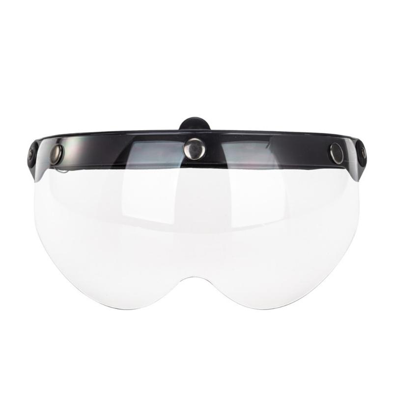 Casco Motociclete Universale Stil Pilot Retro Standard cu 3 Butoane cu Presiune Vizieră Rabatabilă Cască Open Face Parbriz Durabil