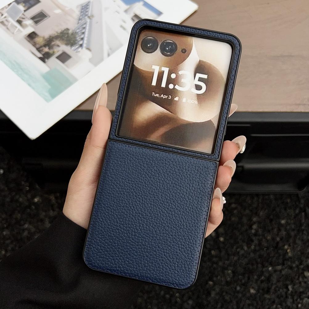 Однотонний шкіряний чохол з візерунком "лічі" для Moto Razr 60 Ultra Razr60 Motorola razr 50 Ultra razr+ Захисна кришка для камери