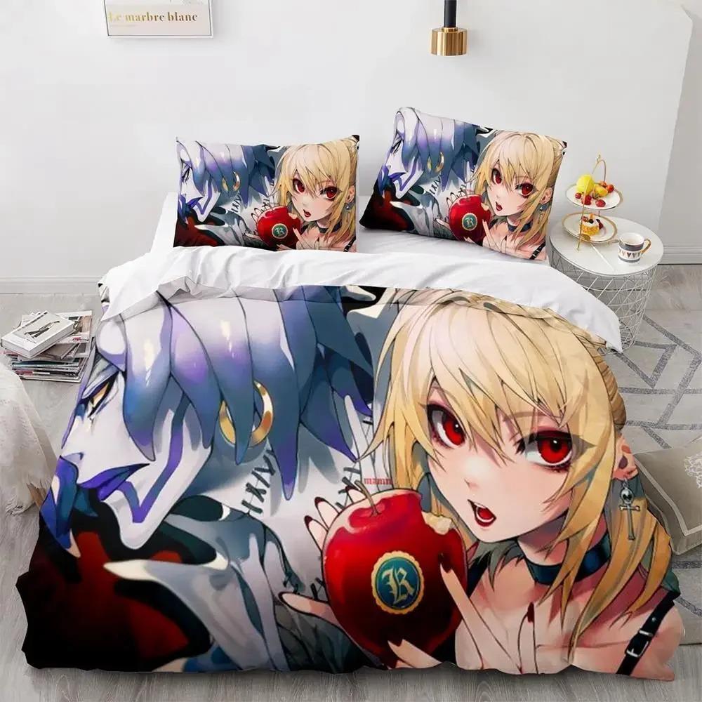 Death Note Bettwäsche Set Einzelbett Twin Full Queen King Size Bettset Erwachsene Kinder Schlafzimmer Bettbezug Sets 3D Druck Anime Death Note A