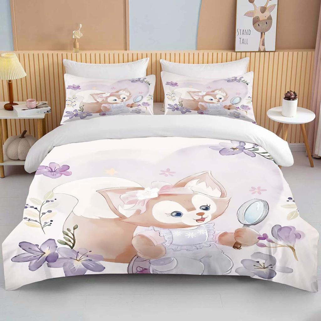10 Size Disney Duffy and Friends Printed Bedding Set Cartoon Microfiber Bed Set Pillowcase Adult Bed Cover Bedroom Bed Set Duvet