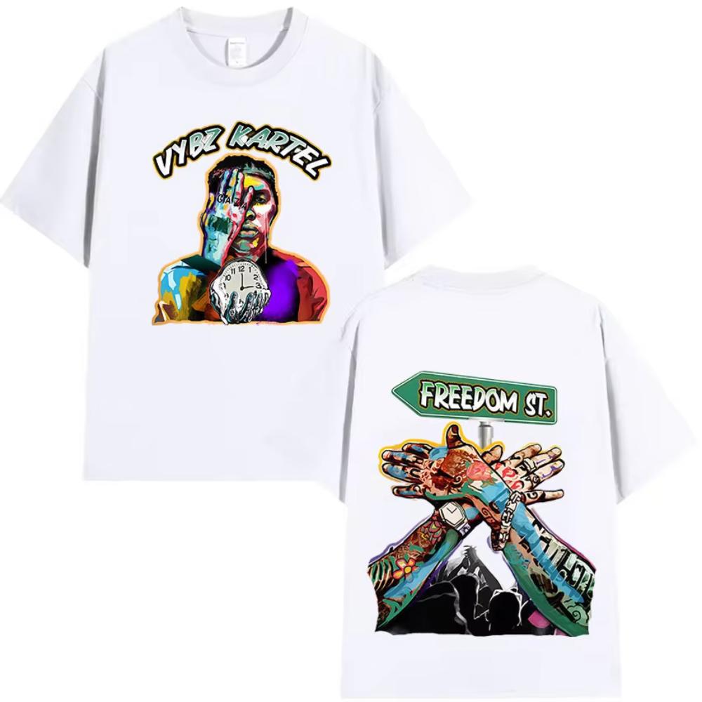 Rapper Vybz Kartel 2025 New Album Graphics T Shirts Men Fashion High Quality Cotton T-shirts Hip Hop Gothic Short Sleeve T Shirt