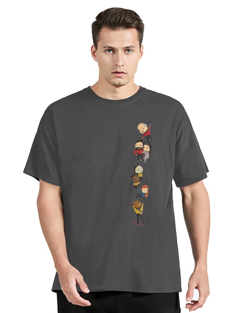 Lustiges TNG Crew Chibi Stil Grafikdruck T-Shirt Merch Vintage 100% Baumwoll-T-Shirt Star Treks The Next Generation T-Shirt