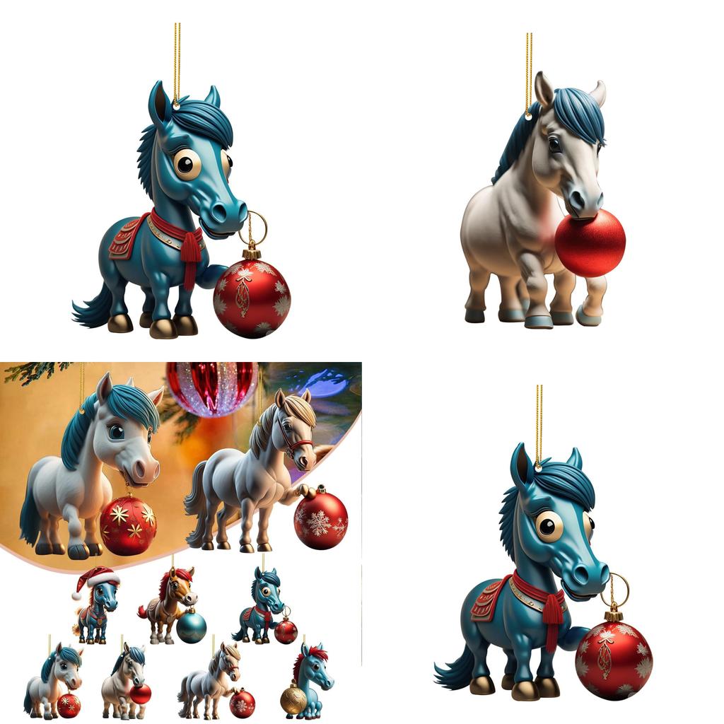 Adorable Acrylic Horse Christmas Tree Decoration For Natal Family Festivities
